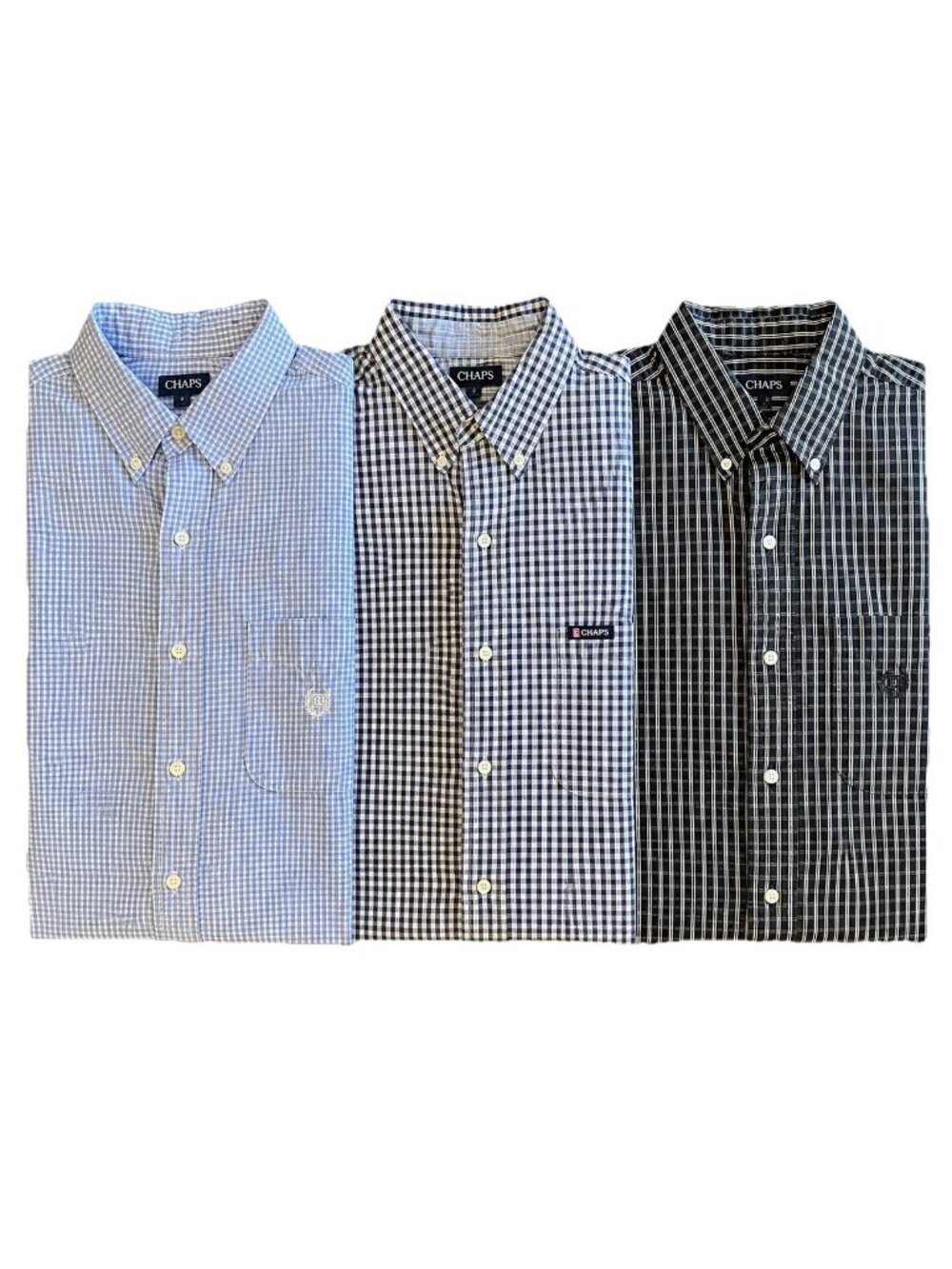 Lot Of 3 Chaps button up shirt men 2 Long Sleeve Work Shirts Pocket Sz M